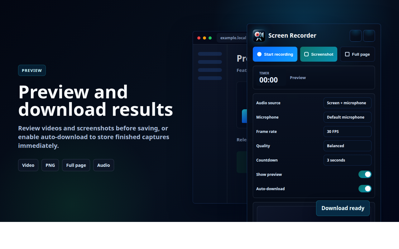 Vista previa y descarga de Screen Recorder