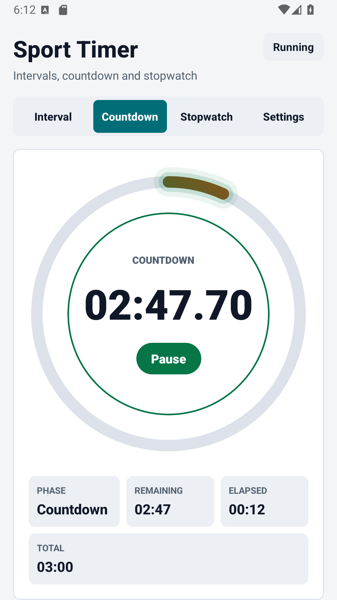 Pantalla de cuenta regresiva del temporizador deportivo